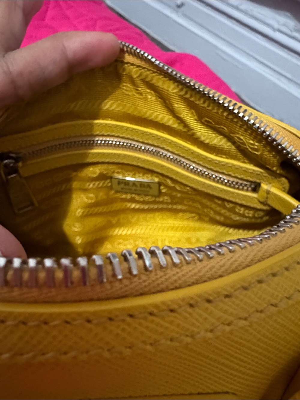Prada Yellow Saffiano Leather Mini Bowling Bag - Picture 5 of 11